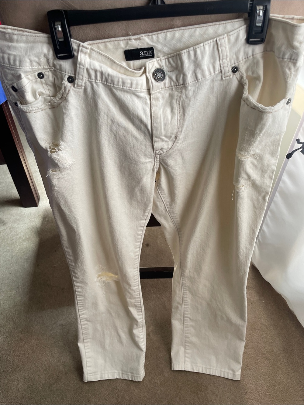 a.n.a Light White Distressed Jeans